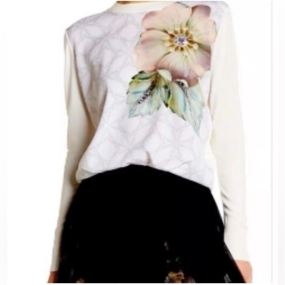 Ted Baker London Belie Gem Gardens Woven Front Jumper Size 3/US 8/M